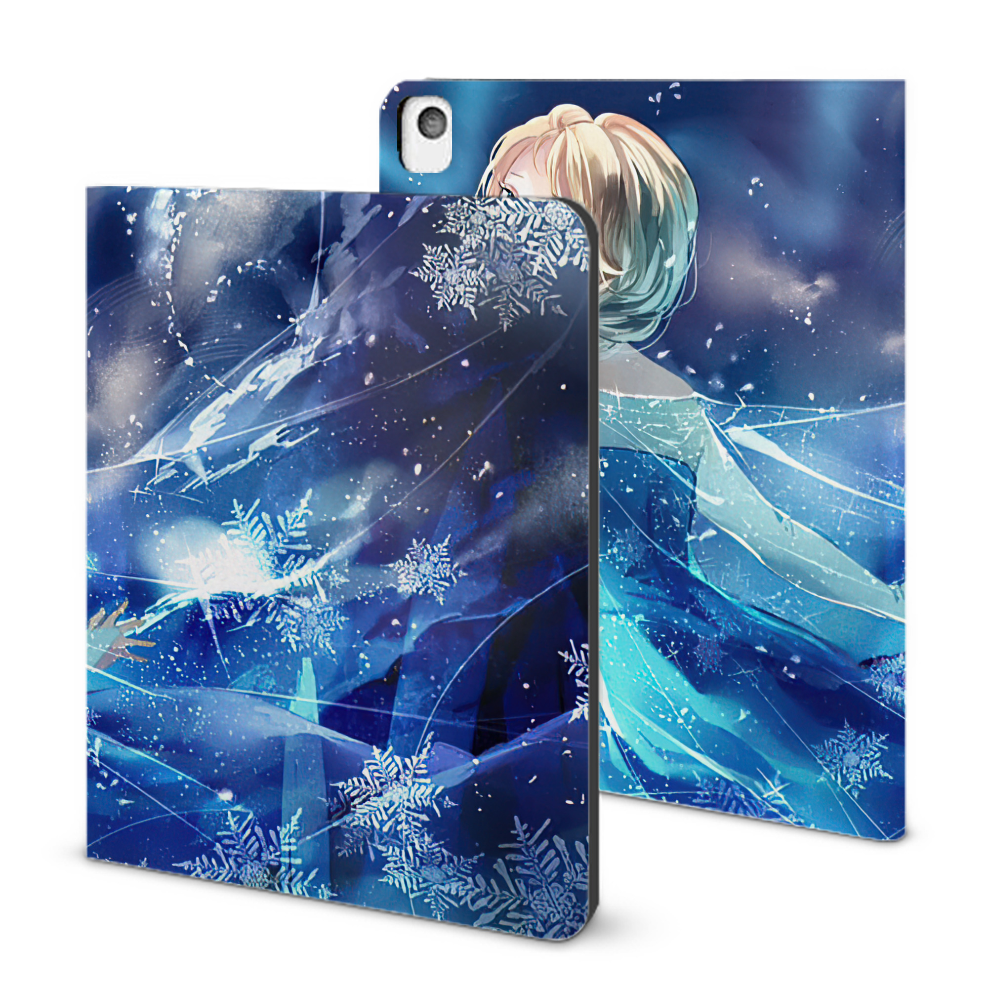 （画像用） アナと雪の女王 アンナ エルサ Frozen Anna Elsa IPadケース ペンホルダー付き ブックスタイルデザイン